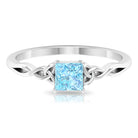 Rosec Jewels-Princess Cut Aquamarine Solitaire Ring with Celtic Details