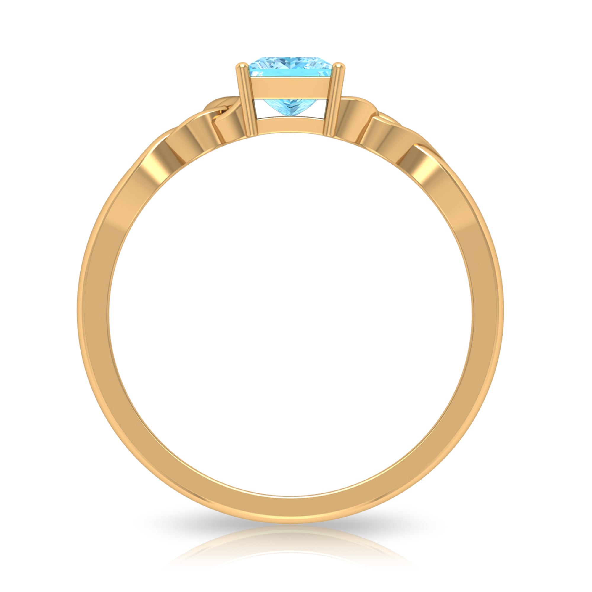 Rosec Jewels-Princess Cut Aquamarine Solitaire Ring with Celtic Details