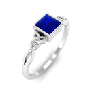 Rosec Jewels-5 MM Princess Cut Lab Grown Blue Sapphire Celtic Solitaire Ring