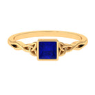 Rosec Jewels-5 MM Princess Cut Lab Grown Blue Sapphire Celtic Solitaire Ring