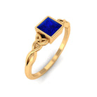 Rosec Jewels-5 MM Princess Cut Lab Grown Blue Sapphire Celtic Solitaire Ring