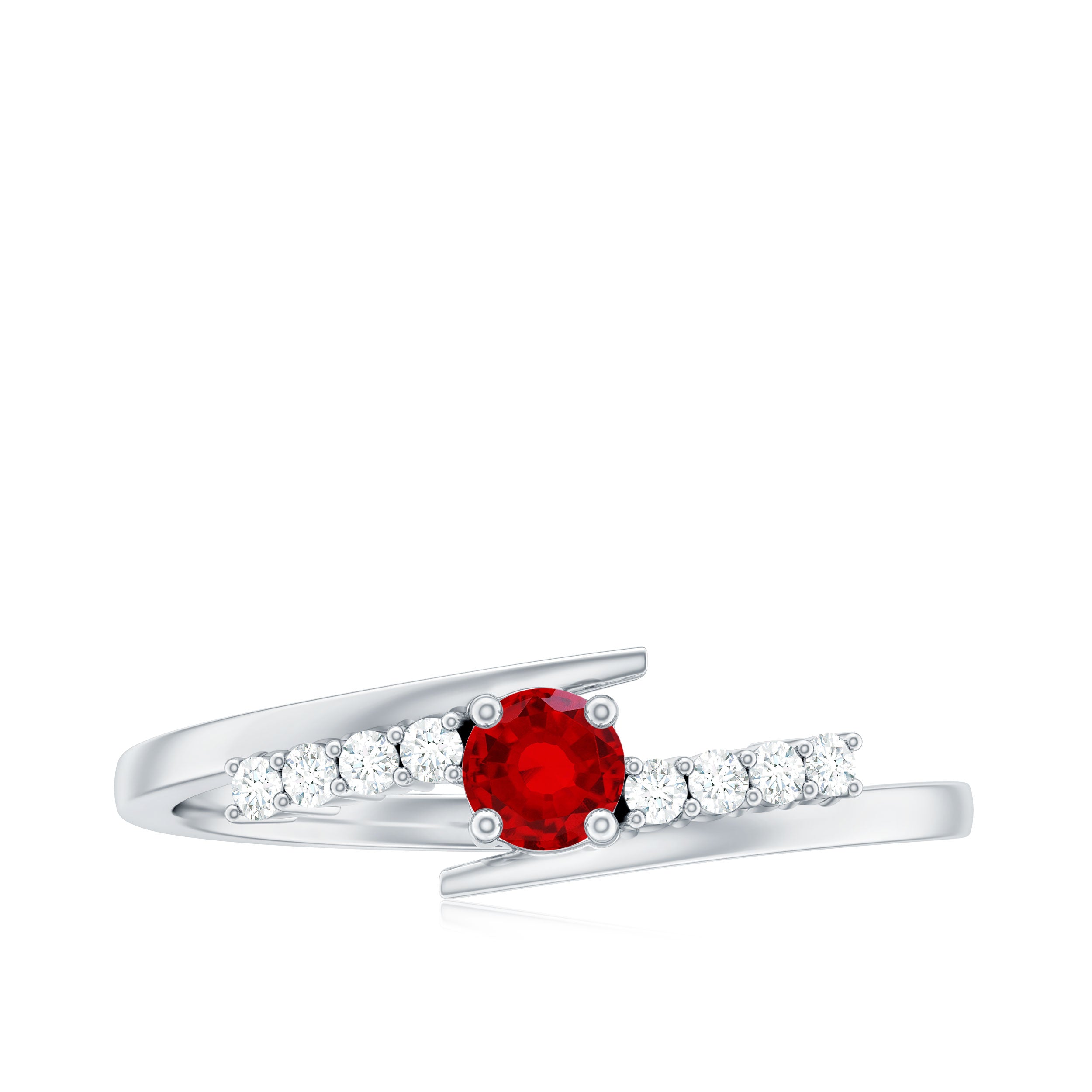 Rosec Jewels-Minimal Lab Grown Ruby and Diamond Bypass Promise Ring