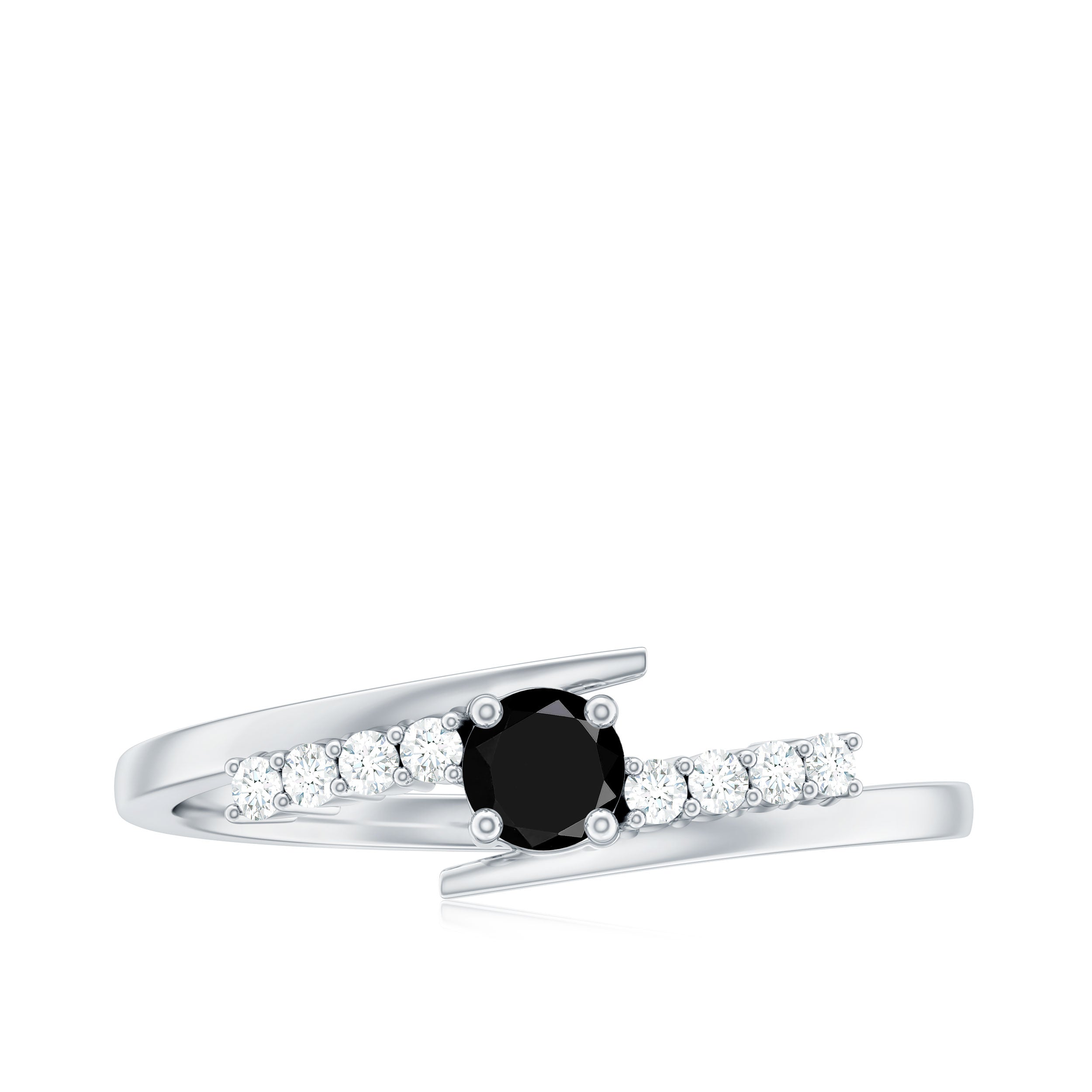 Rosec Jewels-Minimal Black Onyx and Diamond Bypass Promise Ring