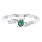 Rosec Jewels-Minimal Green Sapphire and Diamond Bypass Promise Ring