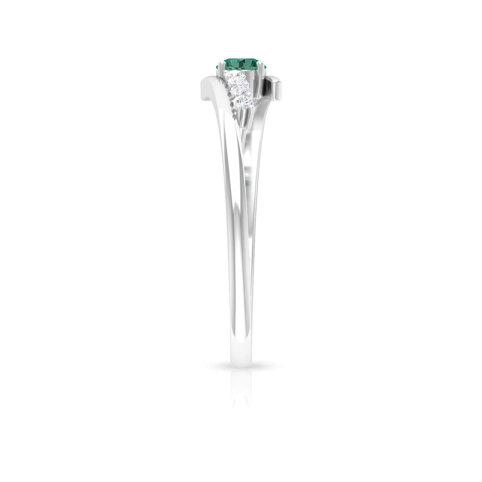 Rosec Jewels-Minimal Green Sapphire and Diamond Bypass Promise Ring