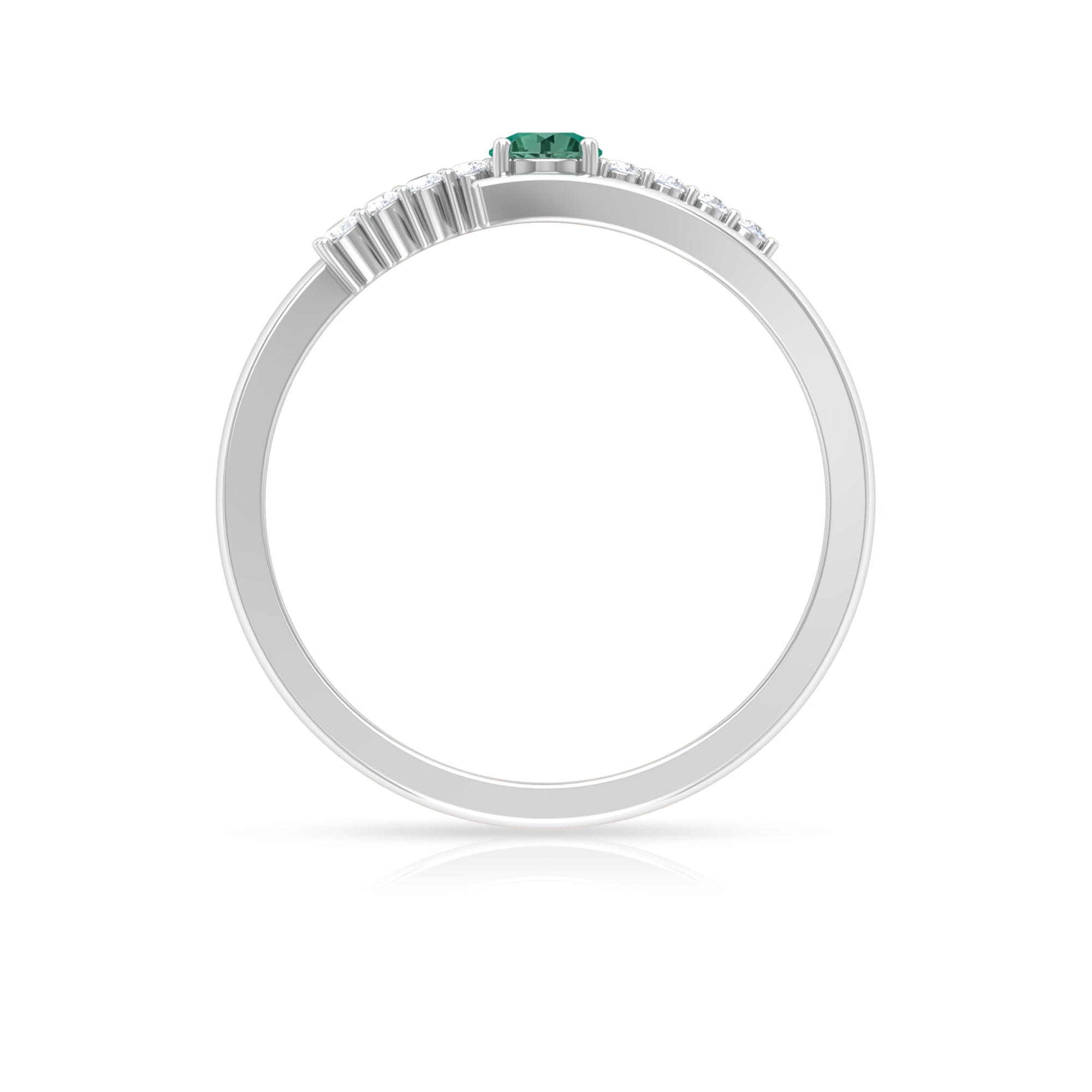 Rosec Jewels-Minimal Green Sapphire and Diamond Bypass Promise Ring