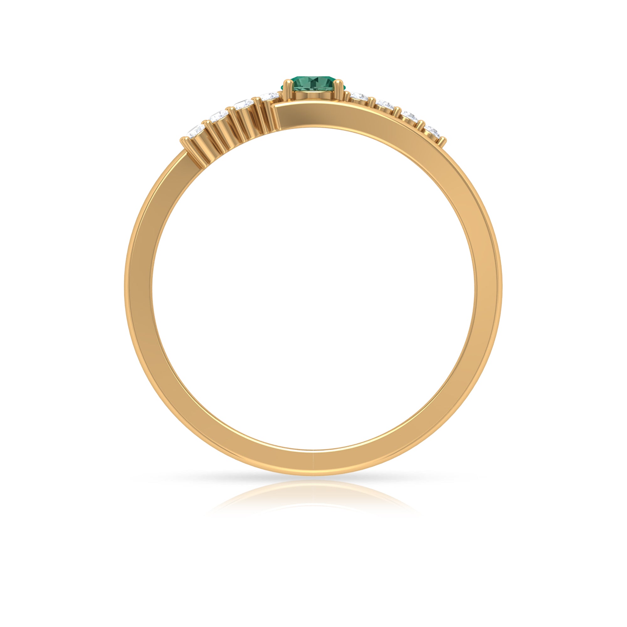 Rosec Jewels-Minimal Green Sapphire and Diamond Bypass Promise Ring