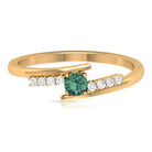 Rosec Jewels-Minimal Green Sapphire and Diamond Bypass Promise Ring