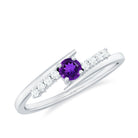 Rosec Jewels-0.25 CT Amethyst Minimal Ring Diamond Bypass Shank