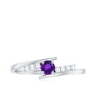 Rosec Jewels-0.25 CT Amethyst Minimal Ring Diamond Bypass Shank