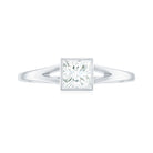 Rosec Jewels-Bezel Set Princess Cut Moissanite Solitaire Promise Ring in Split Shank