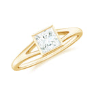 Rosec Jewels-Bezel Set Princess Cut Moissanite Solitaire Promise Ring in Split Shank