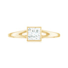 Rosec Jewels-Bezel Set Princess Cut Moissanite Solitaire Promise Ring in Split Shank