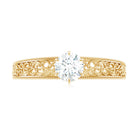 Rosec Jewels-Round Cut Solitaire Moissanite Filigree Gold Engagement Ring