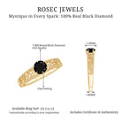 Rosec Jewels-5 MM Round Cut Black Diamond Solitaire Gold Filigree Ring