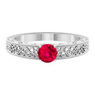 Rosec Jewels-Vintage Ruby Solitaire Engagement Ring with Surprise Diamond