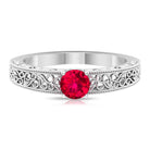 Rosec Jewels-Vintage Ruby Solitaire Engagement Ring with Surprise Diamond