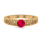 Rosec Jewels-Vintage Ruby Solitaire Engagement Ring with Surprise Diamond