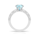 Rosec Jewels-Cushion Cut Solitaire Sky Blue Topaz Filigree Ring in Claw Setting