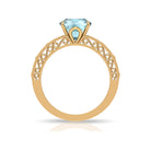 Rosec Jewels-Cushion Cut Solitaire Sky Blue Topaz Filigree Ring in Claw Setting