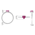 Rosec Jewels-1 CT Heart Shape Pink Tourmaline Solitaire Ring with Diamond Side Stones