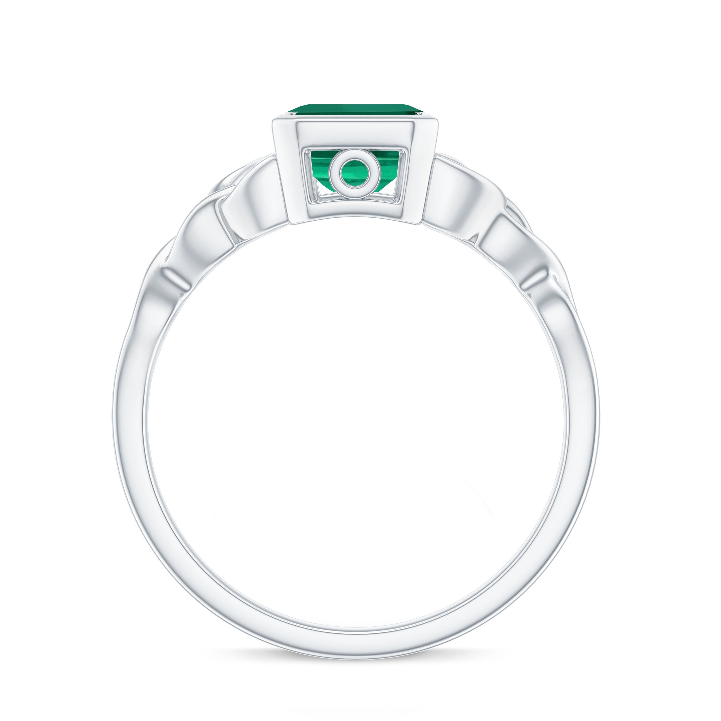 Rosec Jewels-Solitaire Created Emerald Celtic Engagement Ring