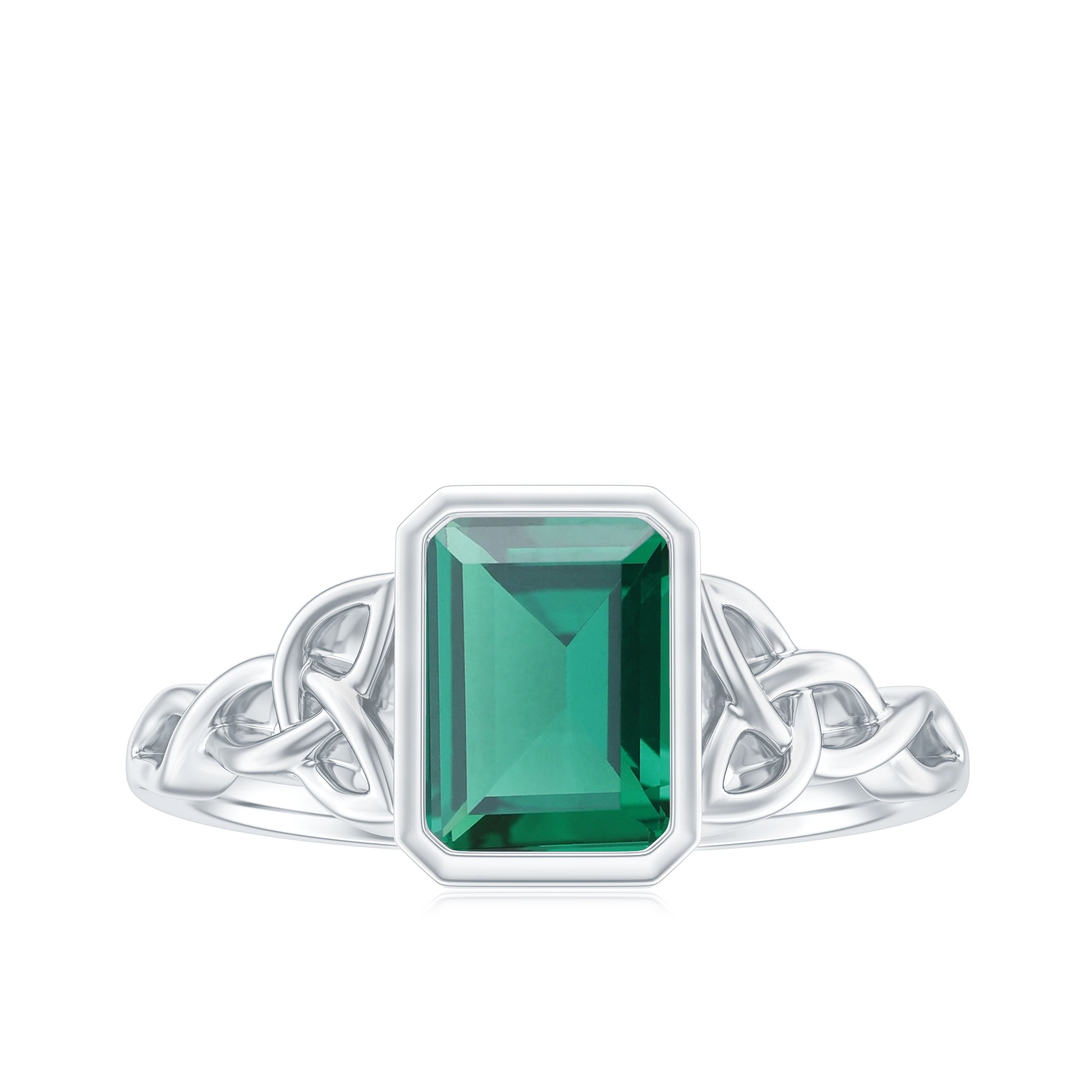 Rosec Jewels-Solitaire Created Emerald Celtic Engagement Ring