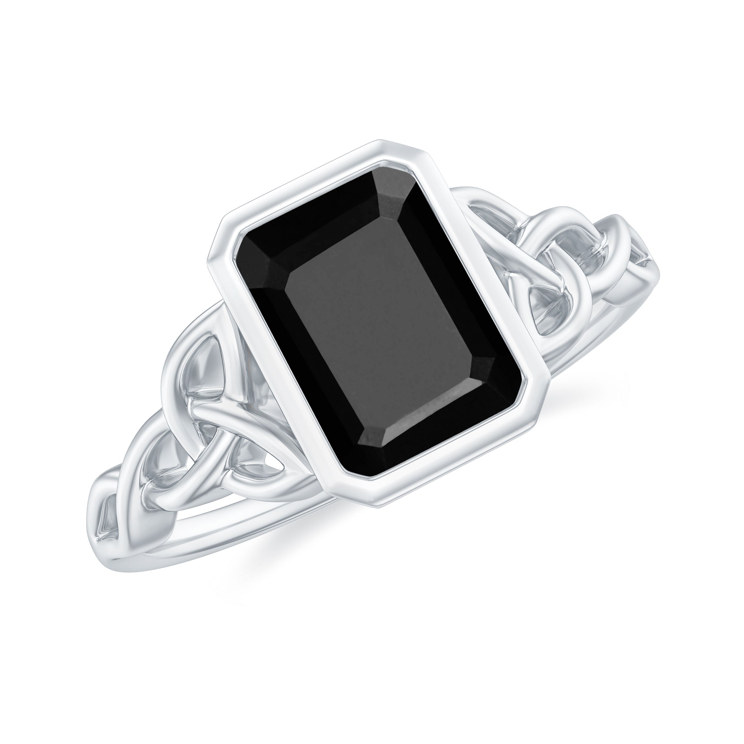 Rosec Jewels-Solitaire Created Black Diamond Celtic Engagement Ring