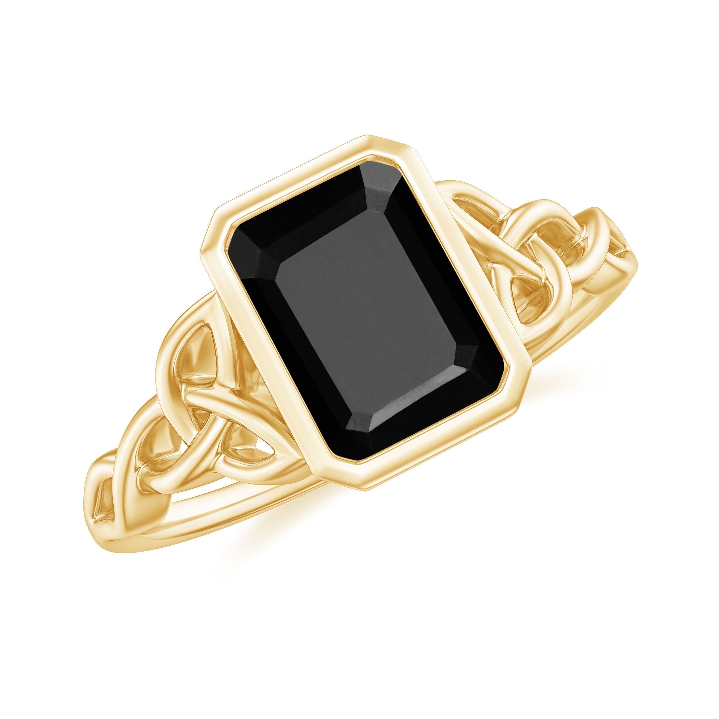 Rosec Jewels-Solitaire Created Black Diamond Celtic Engagement Ring