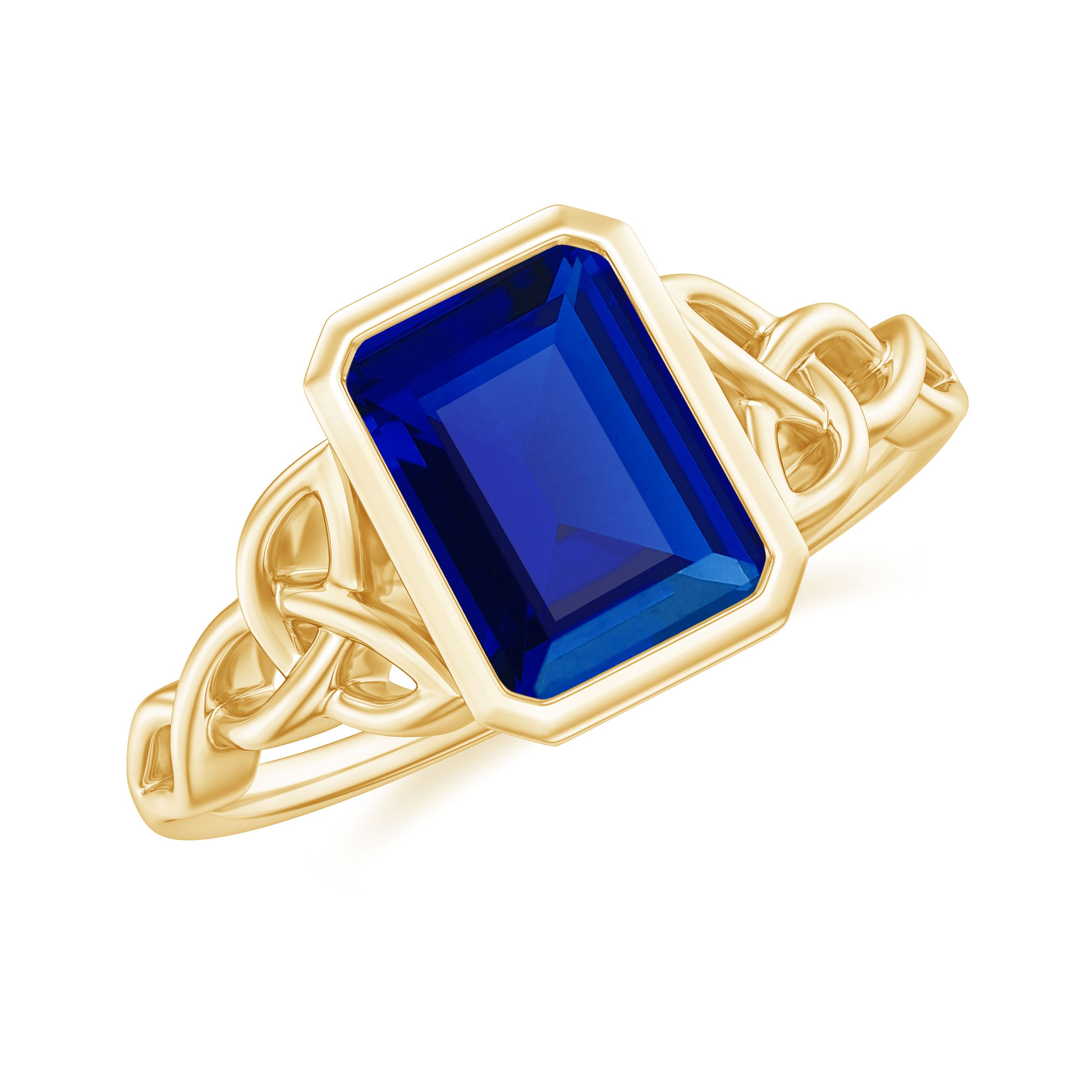 Rosec Jewels-Solitaire Created Blue Sapphire Celtic Engagement Ring