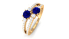 Rosec Jewels-Real Blue Sapphire Two Stone Anniversary Ring with Diamond