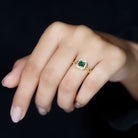 Rosec Jewels-Princess Cut Lab Grown Emerald Infinity Heart Promise Ring with Diamond Halo