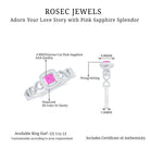 Rosec Jewels-Princess Cut Pink Sapphire and Diamond Halo Promise Ring in Infinity Shank