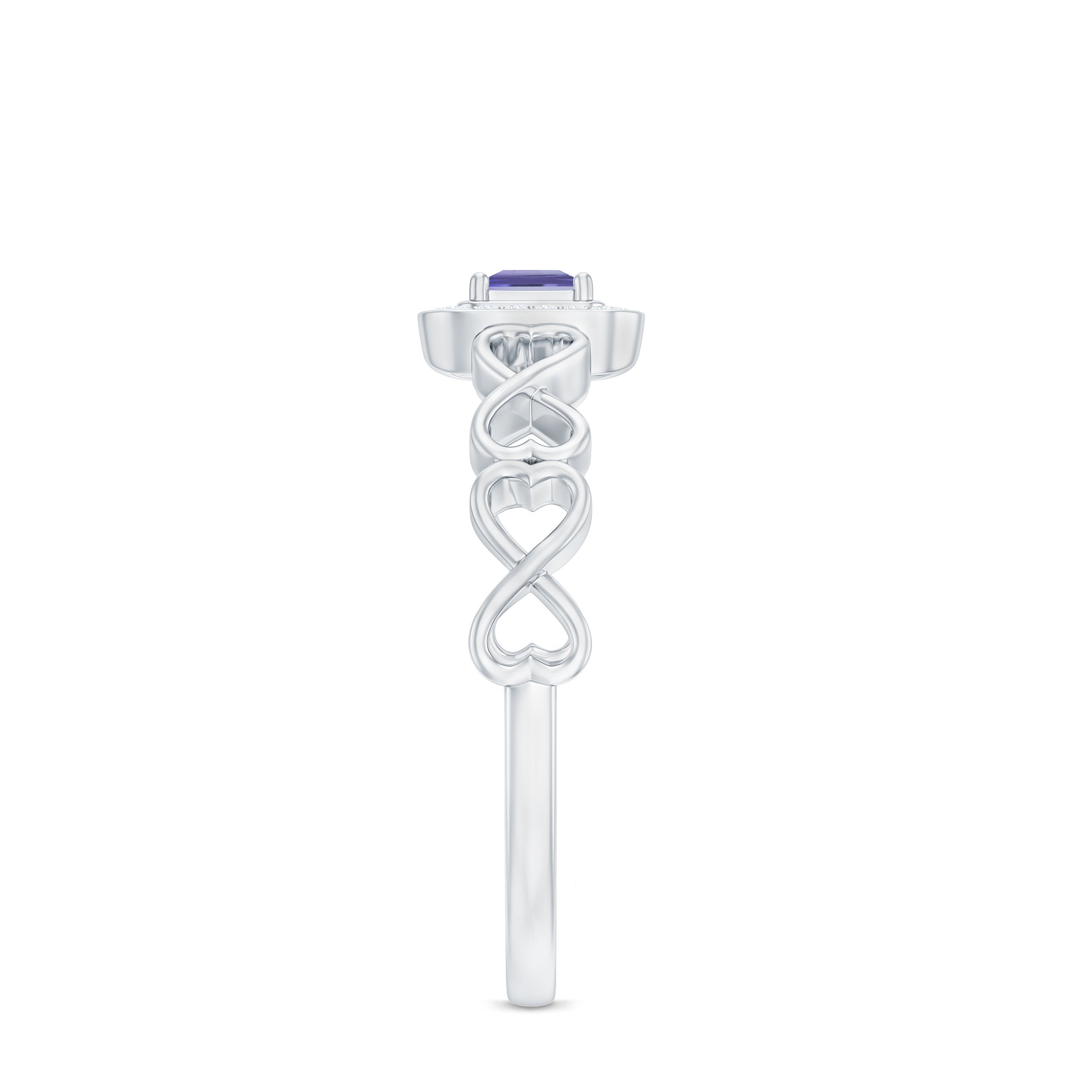 Rosec Jewels-Princess Cut Tanzanite Infinity Heart Ring with Diamond