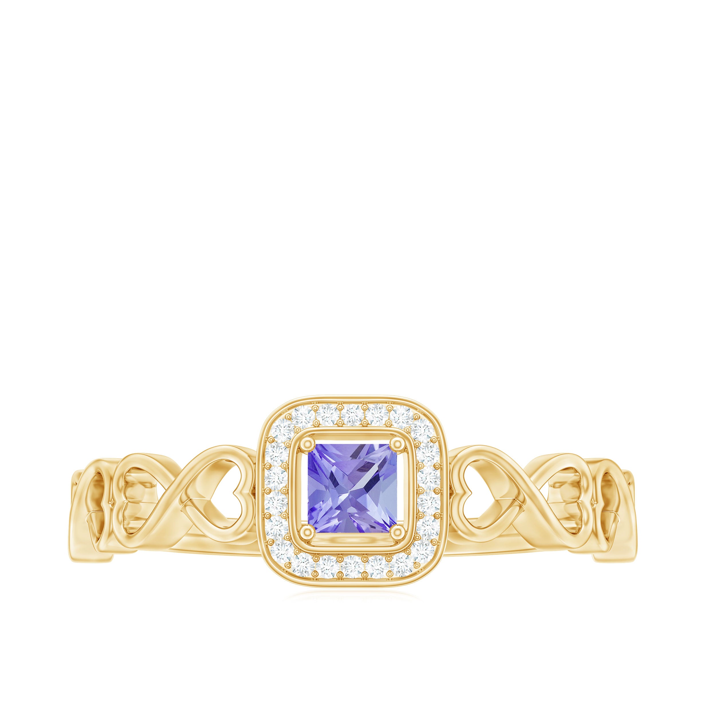 Rosec Jewels-Princess Cut Tanzanite Infinity Heart Ring with Diamond