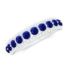 Rosec Jewels-Minimal Created Blue Sapphire and Diamond Anniversary Band Ring