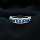 Rosec Jewels-Minimal Created Blue Sapphire and Diamond Anniversary Band Ring