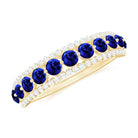 Rosec Jewels-Minimal Created Blue Sapphire and Diamond Anniversary Band Ring