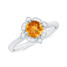 Rosec Jewels-Vintage Inspired Citrine and Diamond Engagement Ring