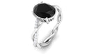 Rosec Jewels-2.75 CT Oval Black Spinel and Moissanite Braided Engagement Ring