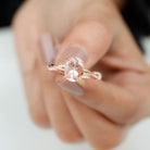 Rosec Jewels-Solitaire Morganite Engagement Ring with Braided Diamond