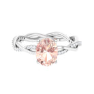 Rosec Jewels-Solitaire Morganite Engagement Ring with Braided Diamond