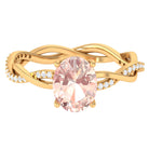 Rosec Jewels-Solitaire Morganite Engagement Ring with Braided Diamond