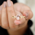 Rosec Jewels-Solitaire Morganite Engagement Ring with Braided Diamond