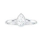 Rosec Jewels-Bezel Set Pear Moissanite Solitaire Promise Ring in Split Shank