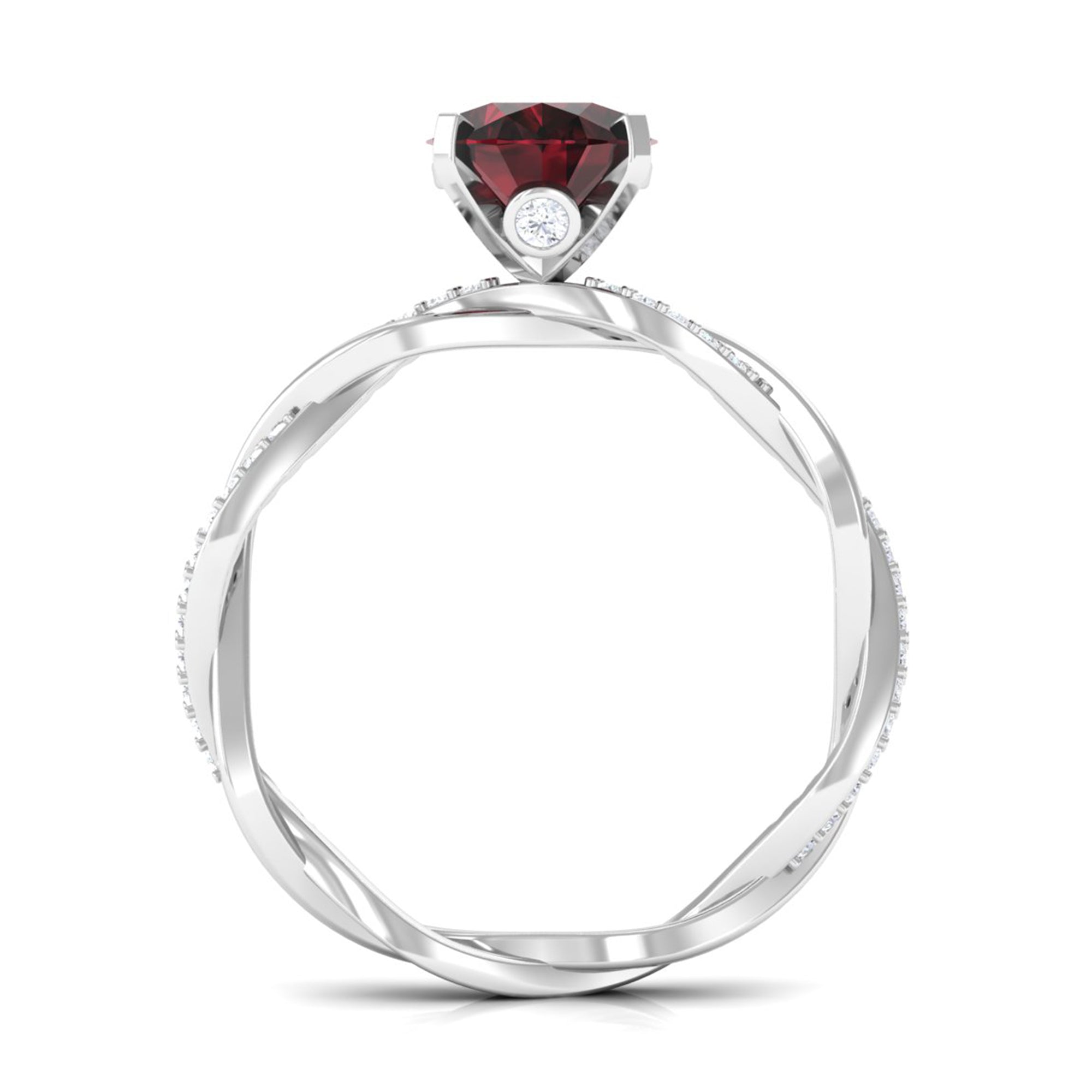 Rosec Jewels-3.75 CT Oval Garnet and Diamond Braided Engagement Ring