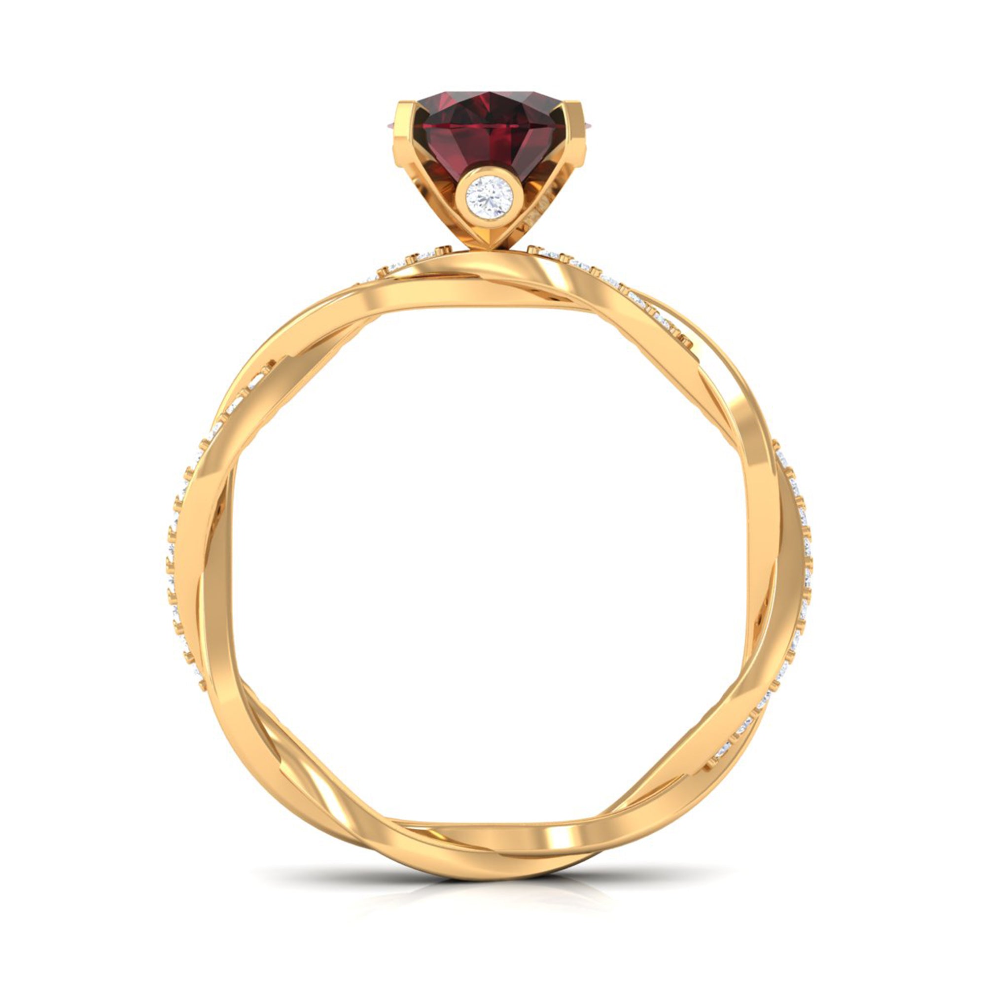 Rosec Jewels-3.75 CT Oval Garnet and Diamond Braided Engagement Ring