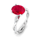 Rosec Jewels-2.5 CT Oval Created Ruby and Diamond Braided Engagement Ring