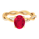 Rosec Jewels-2.5 CT Oval Created Ruby and Diamond Braided Engagement Ring