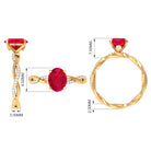 Rosec Jewels-2.5 CT Oval Created Ruby and Diamond Braided Engagement Ring